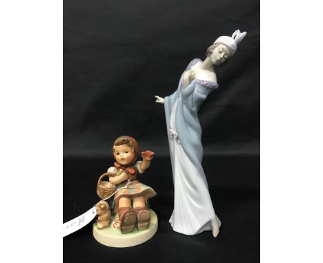 THREE LLADRO FIGURES, along with a Hummel figure (4)