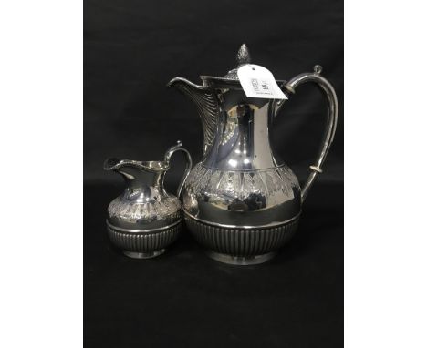 GROUP OF PLATED ITEMS, including a four piece tea service, glass claret mug, napkin rings etc