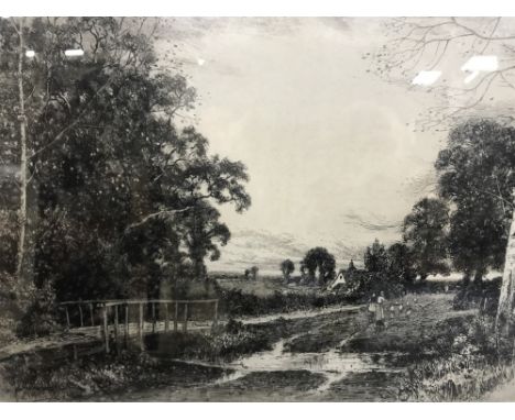 JOHN FULLWOOD (BRITISH 1855-1931), COUNTRY SCENE, etching, signed Mounted, framed and under glass