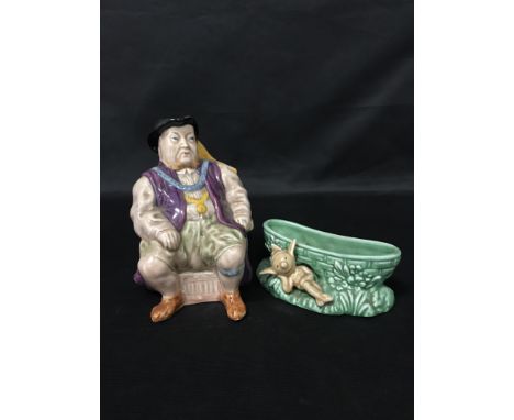 MELBA WARE CHARACTER JUG OF HENRY VIII, along with John McEwan and Co. Limited whisky decanter, Beswick bird, Wade dish, Syvl