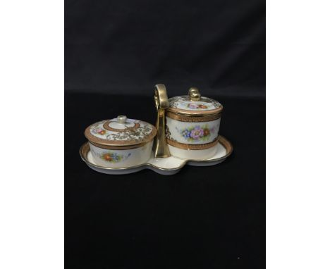 NORITAKE PRESERVE STAND, along with a ceramic planter and small group of brassware