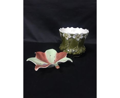 TWO CERAMIC PLANTERS, and a small group of minor ceramics