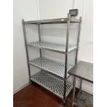 *Stainless Steel Four Tier Mobile Shelf Unit 120x50cm x 180cm tall