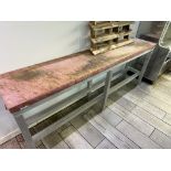 *Aluminium Framed Polyethene Topped Butchers Table 210x45cm