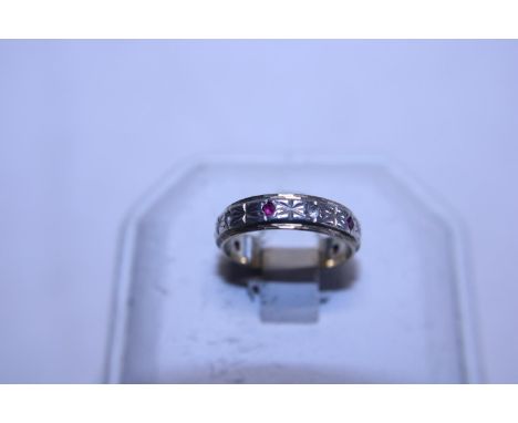 A 9ct gold and silver Ruby and white stones full eternity ring size L 1/2 