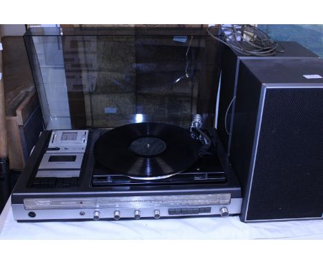 A vintage Ferguson Studio 20D turntable and cassette player with speakers, postage unavailable 