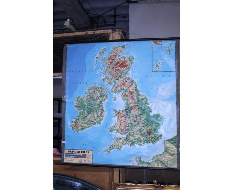 A large vintage wall hanging plasticized map of British Isles,&nbsp;146cm X 146cm postage unavailable