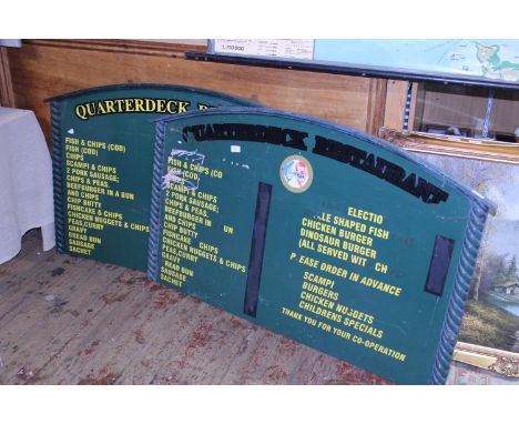 A pair of vintage wooden advertising wall mounted boards, 128cm X 78cm postage unavailable 