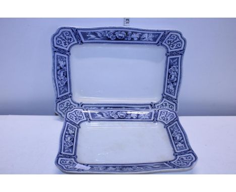 Two large Burslem ware blue and white meat plates. postage unavailable. 