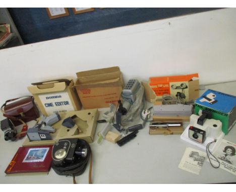 A mixed lot of cameras and accessories to include a boxed The Singer Polaroid land camera model 20, Prinz Cavalier leather ca