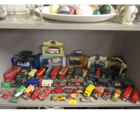 A group of diecast model vehicles to include a Dinky red cross military van 