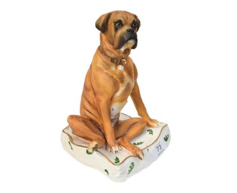 Royal Worcester model of a seated Boxer dog, by Kenneth Potts, 32/250