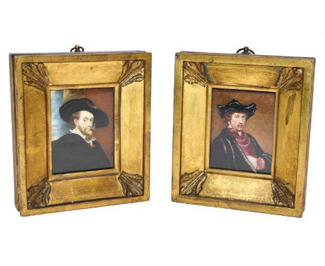 A pair of watercolour on ivory miniatures, depicting Rembrandt and Rubens, possibly by Emma Eleonora Kendrick (1788-1871) (2)