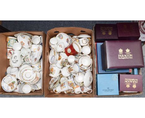 A large quantity of Commemorative china, mainly relating to Queen Elizabeth II and Princess Margaret, including boxed paragon
