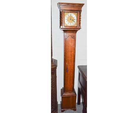 A small oak longcase clock, with twin weight driven eight day movementCondition report: Overall height is 173cm. Case appears