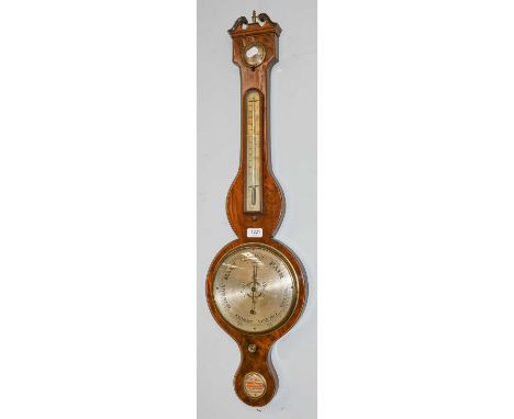 An early 19th century Scottish mahogany wheel barometer by J.P Pedrone, GlasgowCondition report: . Glass mercury tube intact 