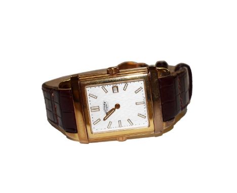 A plated rectangular reverso gent's wristwatch, signed Rotary