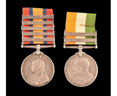 A Boer War medal pair awarded to: 2672 Private. W. Hutchings, Somerset Light Infantry. Comprising: a Queen’s South Africa med
