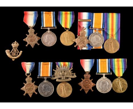 Four Great War Medal Trios to: 1. 4061 / 51294 Private / Acting Corporal Charles H. Lucas, 9th Lancers,&nbsp;Machine Gun Corp