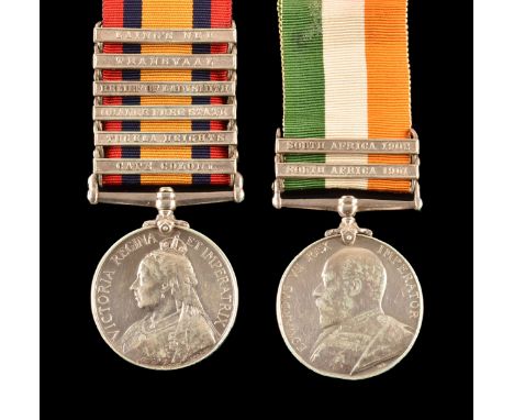 A Boer War medal pair awarded to: 2110 2nd Corporal A. Lambird, Royal Engineers. Comprising: a Queen’s South Africa medal wit