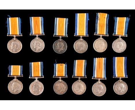 Twelve British War Medals to:  1. R.M.A. 15870 G.R. W. Pavey.  2. 285442. Stoker 1st Class, B. Burfield, Royal Navy.  3. J402
