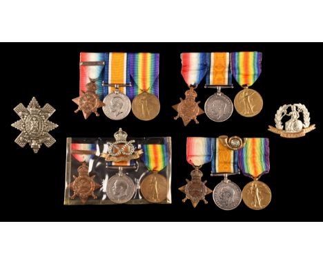 Four Great War Medal Trios to: 1. Captain Frederick Gerald Kaye 1/4th / 51st King's Own Yorkshire Light Infantry, a 1914-15 S