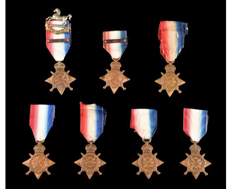 Seven Great War 1914 Mons Star Medals to:  1. 469 Private A. Glaire, The 5th Princess Charlotte of Wales's Dragoon Guards.  2