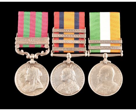 An India and Boer War Medal trio awarded to: 5042 Corporal H. Bryant, 2nd Battalion, Kings' Own Yorkshire Light Infantry. Com