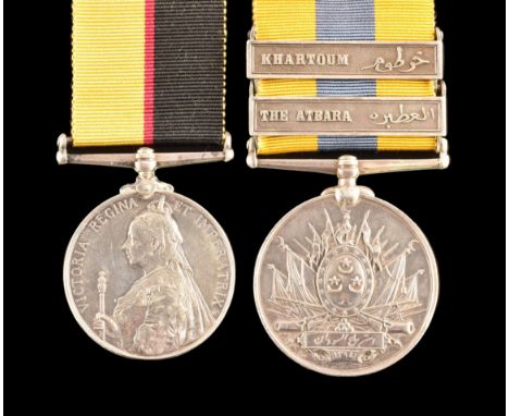 A Sudan Campaign medal pair awarded to: 4093 Private J. Holt, 1st Royal Warwickshire Regiment. Comprising:&nbsp;a Queen's Sud