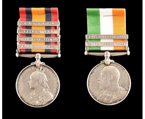 A Boer War medal pair awarded to: 10630 Private J. Pooler, Royal Army Medical Corps. Comprising: Queen’s South Africa medal w