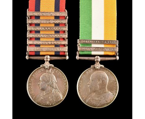 A Boer War medal pair awarded to: 73562 Driver William Duckworth, Royal Field Artillery. Comprising: a Queen’s South Africa m