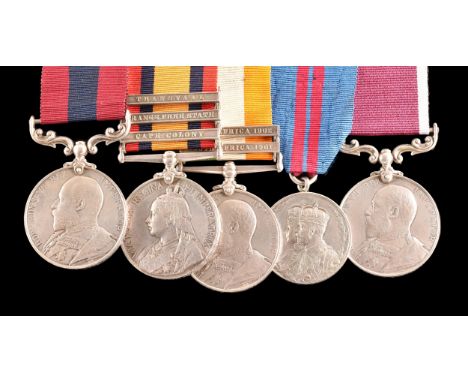 A Boer War D.C.M. five medal group awarded to: 6399 Quartermaster Sergeant F. S. Marsland, Royal Army Medical Corps. Comprisi