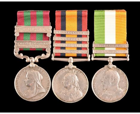 An India and Boer War Medal trio awarded to: 463 Sergeant G. A. Powell, 2nd King's Own Yorkshire Light Infantry. Comprising: 