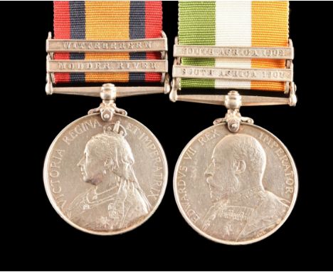 A Boer War medal pair awarded to: 4407 Private F. Spours 1st Battalion Highland Light Infantry. Comprising: Queen’s South Afr