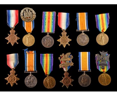 Killed in Action. Four Great War Medal Trios, each comprising the 1914-15 Star, the British War Medal and the Victory Medal t