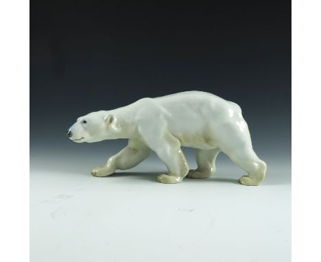 A LARGE&nbsp;BING &amp; GRONDAHL PORCELAIN STUDY OF A WALKING POLAR BEAR, APPROX. 31 cm