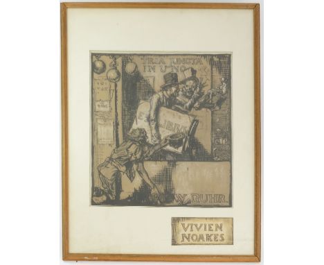 SIR FRANK BRANGWYN? LARGE WATERCOLOUR HEIGHTENED SKETCH 'TRIAL JUNCTA IN UNO' ABBOTT AND HOLDER LABEL VERSO TOGETHER WITH WIL