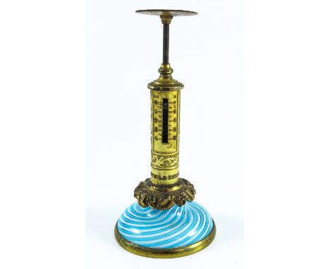 R.W.WINFIELD, BIRMINGHAM CANDLESTICK 4 OZ POSTAL SCALES WITH BLUE AND WHITE GLASS BASE