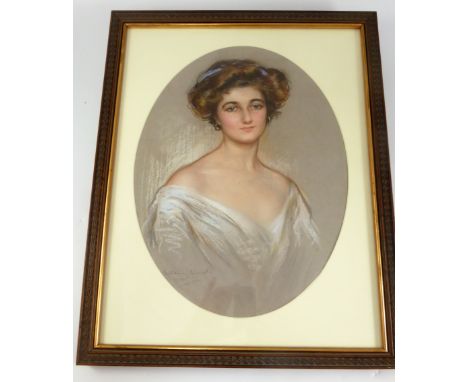 CHARLOTTE BLAKENEY WARD PASTEL PORTRAIT DATED 1910