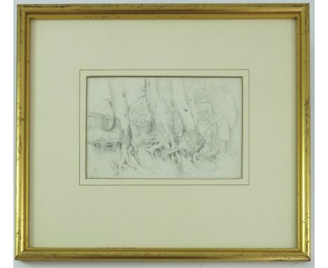 PENCIL SKETCH DEPICTING WINDOWS LAMBETH PALACE LABELLED VERSO TOM PENNETHORNE, APPROX 22 X 15 cm