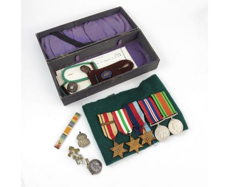 BOX CONTAINING INTERESTING MEDALS AND MILITARIA INCLUDING MEDICAL COUNCIL OF RHODESIA LAPEL BADGES, WWII MEDAL GROUP INCLUDIN