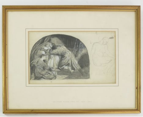 SKETCH AND STUDY IN PENCIL HEIGHTENED WITH WATERCOLOUR, ABBOTT AND HOLDER LABEL VERSO, SIR FRANK DICKSEE, APPROX 25 X 15 cm