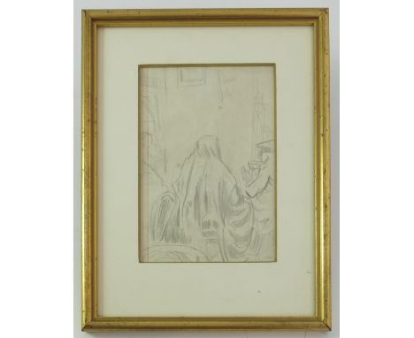 SKETCH INDISTINCTLY SIGNED SICKERT AND LABELLED VERSO WALTER RICHARD SICKERT APPROX 17 X 11 cm