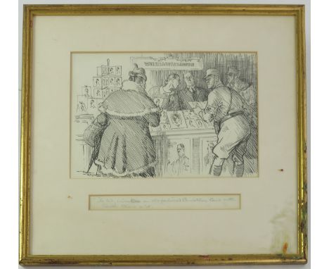 SKETCH ENTITLED 'THE LADY WISHES AN OLD FASHIONED CHRISTMAS CARD WITH SANTA CLAUS ON IT' DEPICTING GERMAN SOLDIERS, FRANK REY
