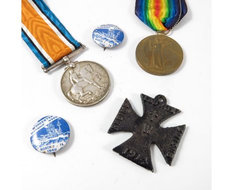 1914-18 BRITISH WAR MEDAL AND DEFENCE MEDAL M2-137346 A.SJT.W.E. WELCH A.S.C. 1940 BRITISH PROPAGANDA IRON CROSS TOGETHER WIT