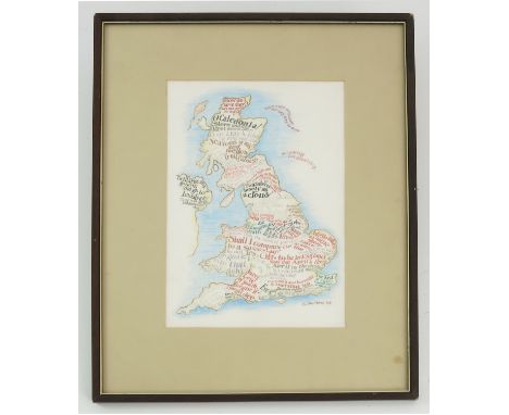 JOHN MINNION SKETCH DEPICTING BRITISH ISLES, 27 X 18 cm