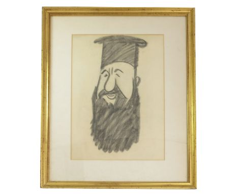SKETCH DEPICTING GREEK ORTHODOX MAN, INSCRIBED VERSO BY SIR DAVID LOW, APPROX. 48 X 30 cm