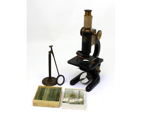 A mahogany cased Broadhurst Clarkson & Co microscope.