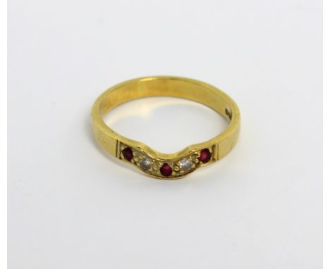 An 18ct gold ruby and diamond ring, size P/Q, approx 4g.