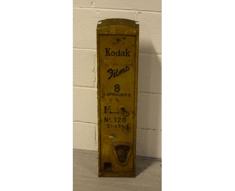 A vintage Kodak yellow-painted film dispenser, approx height 77cm. CONDITION REPORT Not tested, there is no key present.